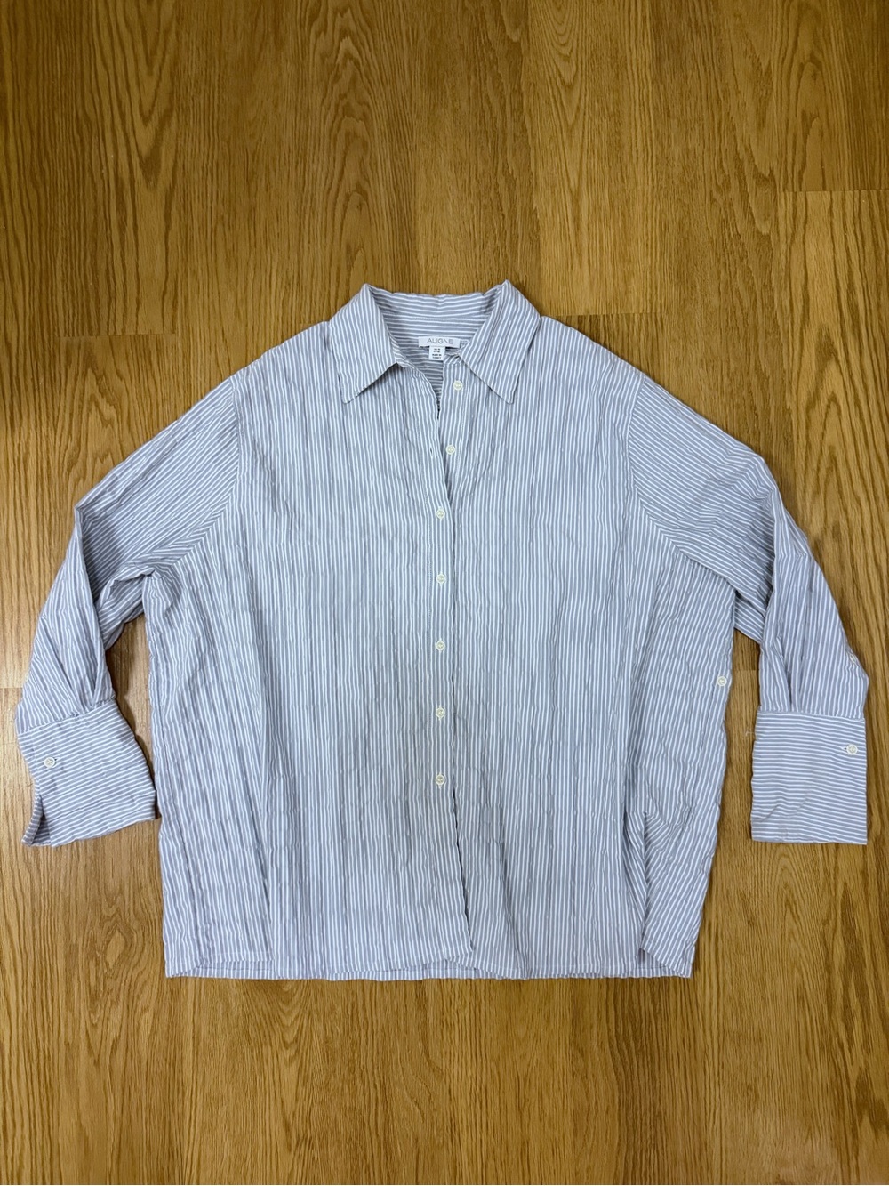 Aligne Hakeem Wrap Shirt in Blue and White Stripe - Picture 4 of 7